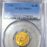 1928 $2.50 Gold Quarter Eagle PCGS - MS63+