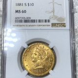 1881-S $10 Gold Eagle NGC - MS60