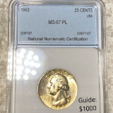 1963 Washington Silver Quarter NNC - MS67 PL