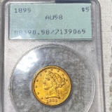 1895 $5 Gold Half Eagle PCGS - AU 58