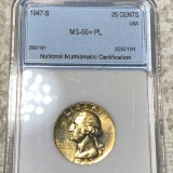 1947-S Washington Silver Quarter NNC - MS66+ PL