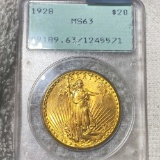 1928 $20 Gold Double Eagle PCGS - MS63