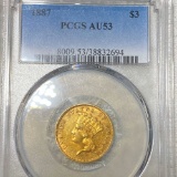1887 $3 Gold Piece PCGS - AU 53