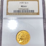 1928 $2.50 Gold Quarter Eagle NGC - MS61