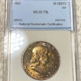 1955 Franklin Half Dollar NNC - MS65 FBL