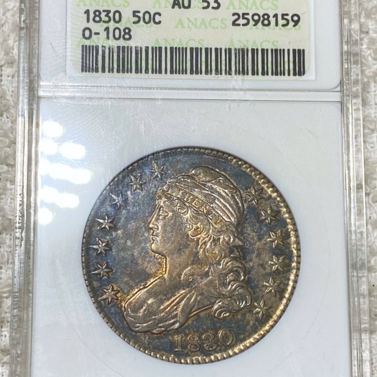 1830 Capped Bust Half Dollar ANACS - AU55 O-108