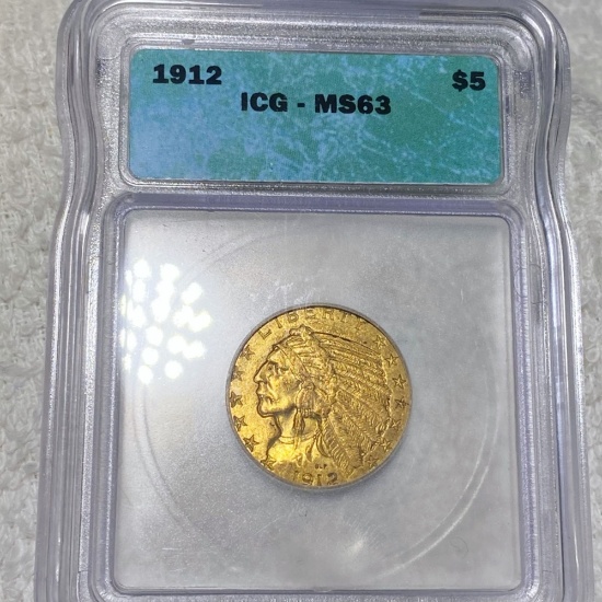 1912 $5 Gold Half Eagle ICG - MS63