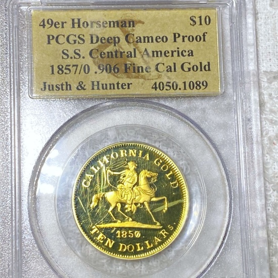 1857/0 49er Horseman $10 Gold Coin PCGS - DC PR