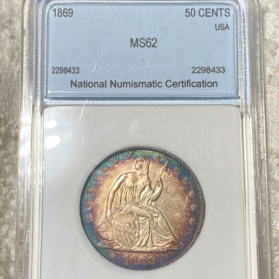 1869 Seated Half Dollar NNC - MS62