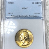 1942-D Washington Silver Quarter NNC - MS67