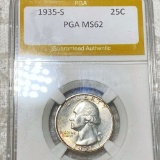 1935-S Washington Silver Quarter PGA - MS62