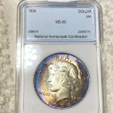 1934 Silver Peace Dollar NNC - MS65