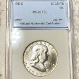 1963-D Franklin Half Dollar NNC - MS 65 FBL