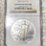 2008 Silver Eagle NGC - GEM UNCIRCULATED
