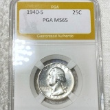 1940-S Washington Silver Quarter PGA - MS65