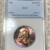 1958 Franklin Half Dollar NNC - MS66