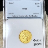 1844-C $2.50 Gold Quarter Eagle NNC - AU58