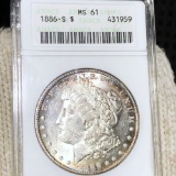 1886-S Morgan Silver Dollar ANACS - MS61