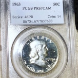 1963 Franklin Half Dollar PCGS - PR 67 CAM