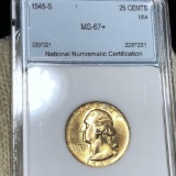 1945-S Washington Silver Quarter NNC - MS67+