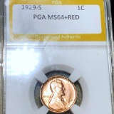 1929-S Lincoln Wheat Penny PGA - MS64+ RED