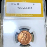 1917-D Lincoln Wheat Penny PGA - MS 63 RB
