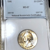 1946 Washington Silver Quarter NNC - MS67