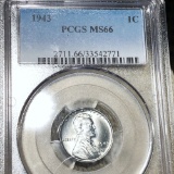 1943 Lincoln Steel Wheat Penny PCGS - MS66