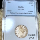 1884 Liberty Victory Nickel NNC - MS64+ FS