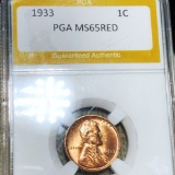 1933 Lincoln Wheat Penny PGA - MS 65 RD