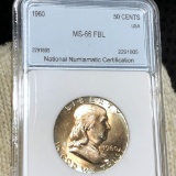 1960 Franklin Half Dollar NNC - MS 66 FBL