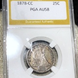 1878-CC Seated Liberty Quarter PGA - AU58