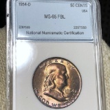 1954-D Franklin Half Dollar NNC - MS 65 FBL