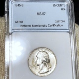 1945-S Washington Silver Quarter NNC - MS67