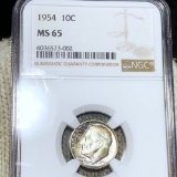 1954 Roosevelt Silver Dime NGC - MS65