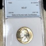 1943 Washington Silver Quarter NNC - MS67