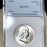 1954-D Franklin Half Dollar NNC - MS 65 FBL