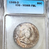 1949-D Franklin Half Dollar ICG - MS 65 FBL