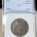 1723 Rosa Americana 2 Pence NNC - XF45