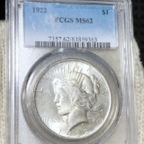 1922 Silver Peace Dollar PCGS - MS62