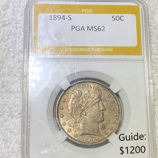 1894-S Barber Half Dollar PGA - MS62