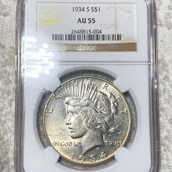 1934-S Silver Peace Dollar NGC - AU55