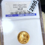 2007 $5 Gold Half Eagle NGC - MS69 1/10Oz