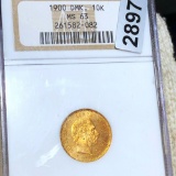 1900 Denmark Gold 10 Kroner NGC - MS63