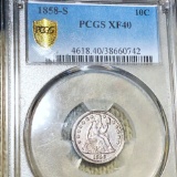 1858-S Seated Liberty Dime PCGS - XF40