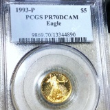 1993-P $5 Gold Half Eagle PCGS - PR70DCAM 1/10Oz
