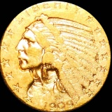 1909 $5 Gold Half Eagle LIGHTLY CIRCULATED