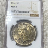 1934 Silver Peace Dollar NGC - MS63