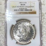 1883-O Morgan Silver Dollar NGC - MS64 MONTANA