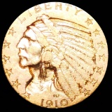 1910-S $5 Gold Half Eagle ABOUT UNCIRCULATED